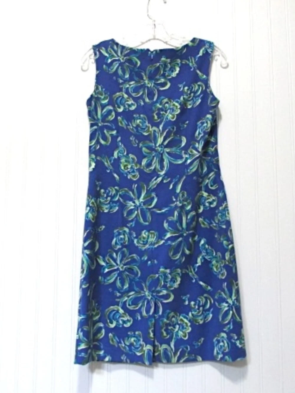 John Roberts Azure Blue Green Floral Sleeveless Summer Sheath Dress, Size S - Picture 4 of 9